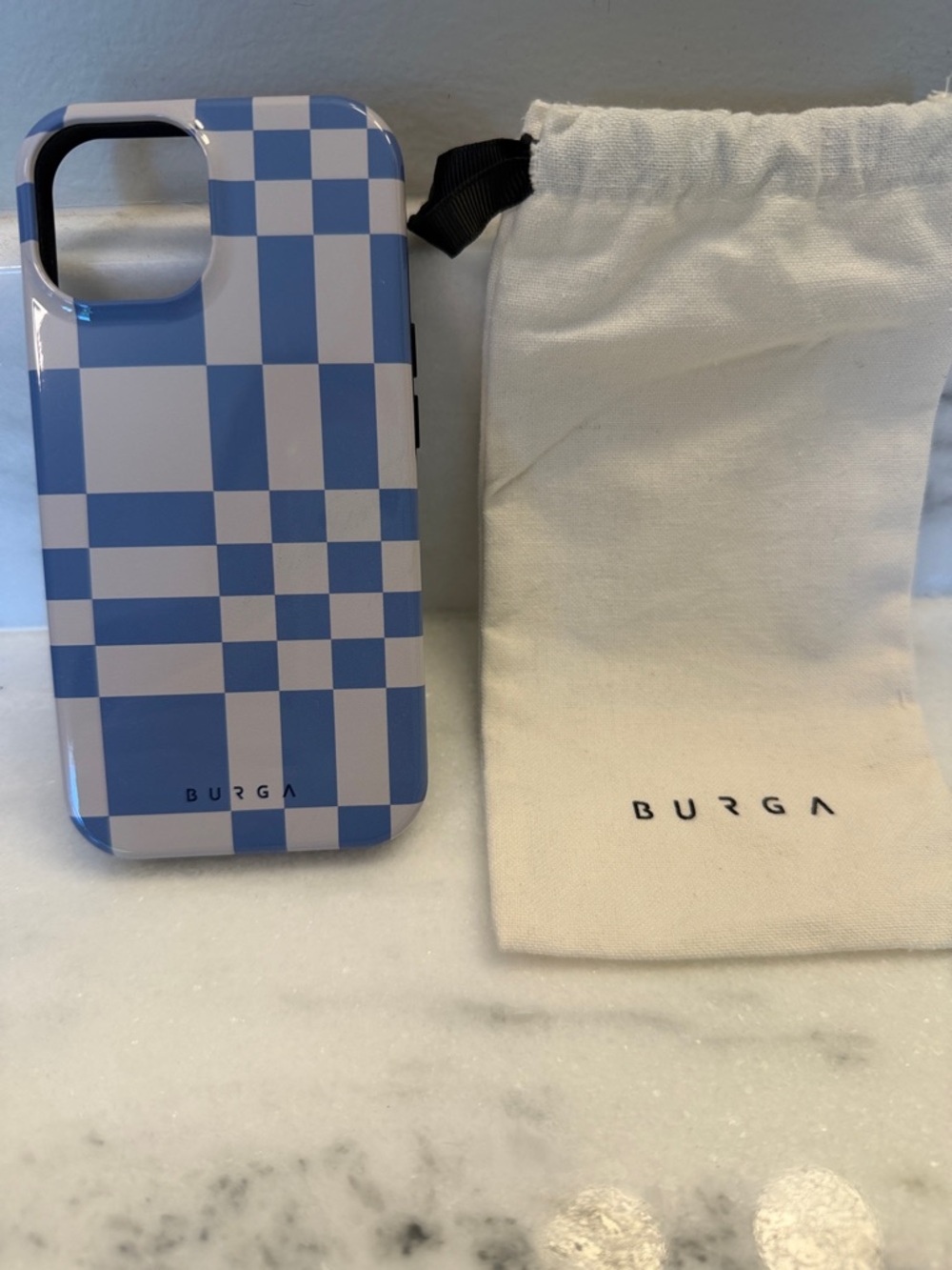 BURGA Blue & White Checkered iPhone 15 Case